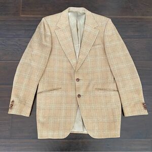 Mayco Men’s Store 100% Fine Camel Hair Sports Coat 2 Button Check Pattern Sz 42R